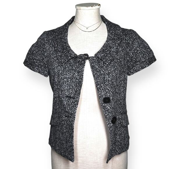 THEORY Rarias Tweedy Blazer Top Short Sleeve Jacket Gray Career Office Work 6 - Picture 3 of 12